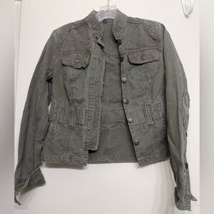 Olive Green Utility Jacket | Military-Inspired